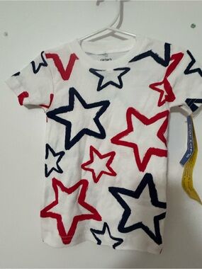 Carter's White Tee with Red and Navy Star Pattern